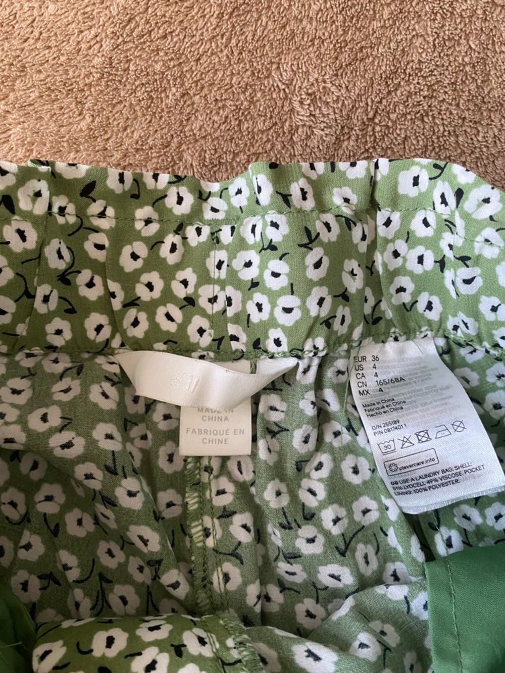 H&M Green Floral Paperbag Waist Shorts Sz.4 NWOT - Picture 5 of 8